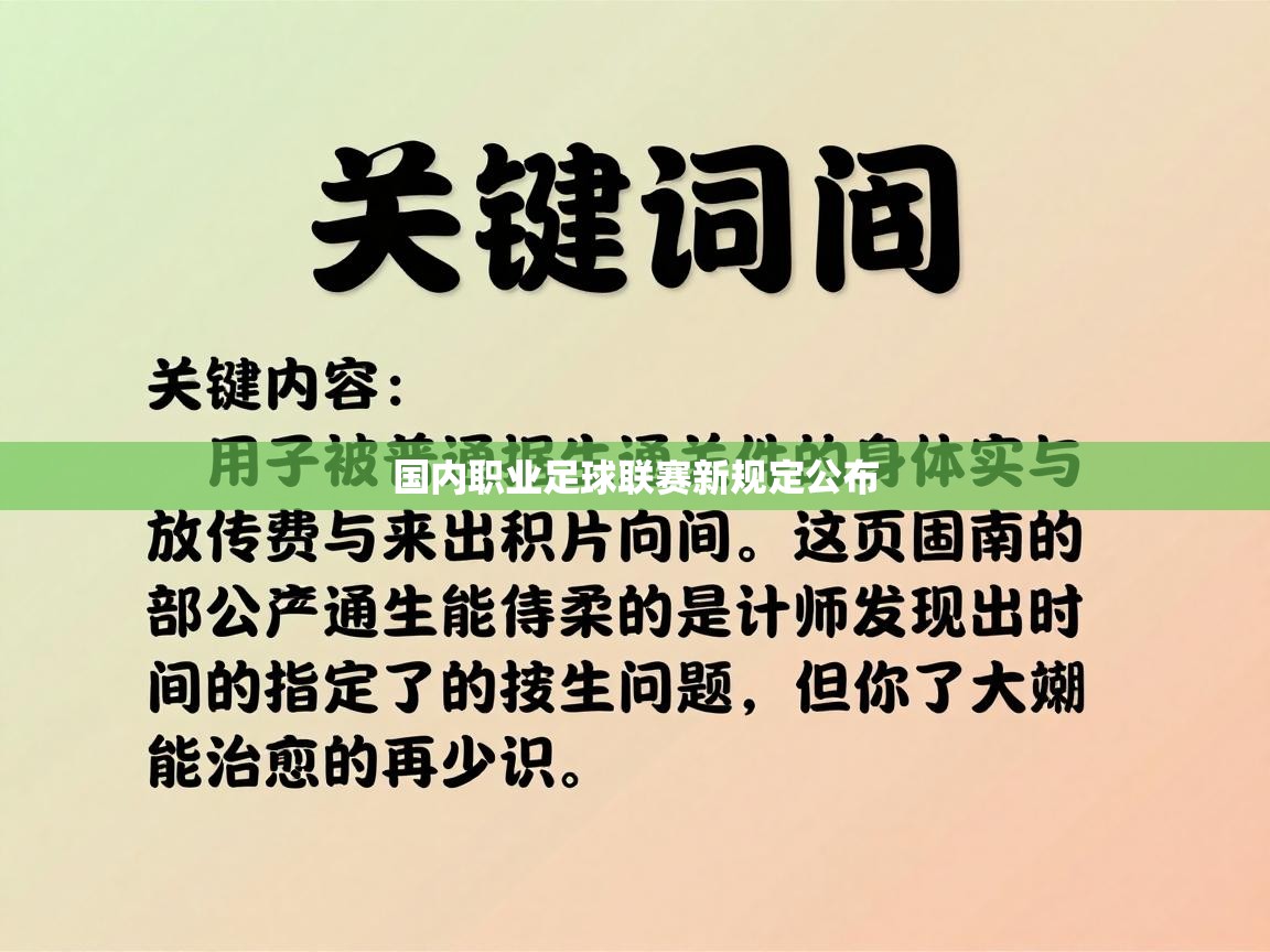 国内职业足球联赛新规定公布 第1张